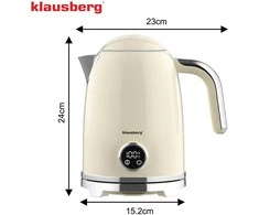 Klausberg Virdulys, Elektrinis virdulys su retro termometru, LED skydeliu, smėlio spalvos, 1,7 l