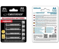 EZA106 Esperanza baterijos ni-mh aa didelės talpos 2600mah 4vnt juodos