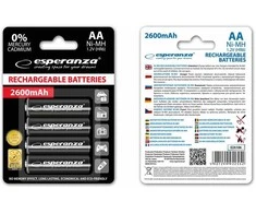 EZA106 Esperanza baterijos ni-mh aa didelės talpos 2600mah 4vnt juodos