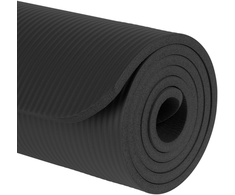 Gimnastikos kilimėlis jogai, pilatesui, fitnesui, 183x61cm, storis 1cm, NBR medžiaga, juoda, REBEL ACTIVE