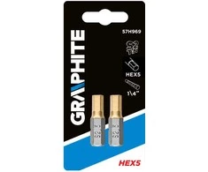 Graphite Antgaliai wkrętakowe HEX5.0 x 25 mm, 2 vnt.