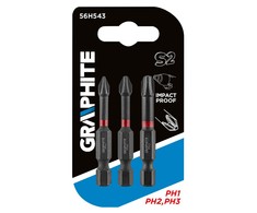 Smūginiai antgaliai GRAPHITE 50 mm PH1/PH2/PH3 (3 vnt.)