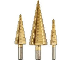 Wiertła Pakopiniai grąžtai: 4-12, 4-20, 4-32 mm, TiN, 3 vnt. rinkinys