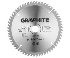 Tiekimas Graphite Plunge pjūklo diskas, Widia, 165 x 1,5 x 2,6 x 20 mm, 60 dantų 55H689