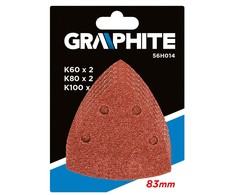 Graphite Šlifavimo popieriai 83x83x83mm, 5 vnt. K60x2, K80x2, K100x1