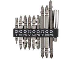 Zestaw Rinkinys Dvipusių antgalių rinkinys SL6, PH1x2, PH2x3, PZ1/2/3, su magnetiniu laikikliu 60 mm, 10 vnt.