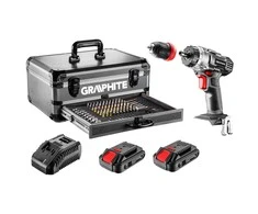 Akumuliatorinis gręžtuvas-suktuvas 18V su priedais GRAPHITE 58G022-PS15