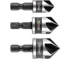 Grąžtas Zestaw Rinkinys Šešiakampių nuožulnų rinkinys, 12, 16, 19 mm, 3 vnt. rinkinys