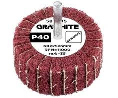 Ściernica Plokštelinis šlifavimo diskas su abrazyvine vilna, kotas 60 x 25 x 6 mm, P40
