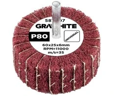 Ściernica Plokštelinis šlifavimo diskas su abrazyvine vilna, kotas 60 x 25 x 6 mm, P80