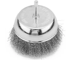 Szczotka 100 mm vielinis taurės formos šepetys, gofruota plieninė viela, su 6 mm kotu