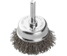 Szczotka 50 mm vielinis taurės formos šepetys, gofruota plieninė viela, su 6 mm kotu