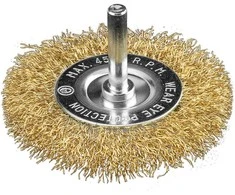 Szczotka 80 mm vielinis diskinis šepetys, gofruota viela, padengtas žalvariu, su 6 mm kotu