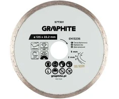 Graphite Deimantinis pjovimo diskas, 125 x 22,2 mm, šlapiam pjovimui