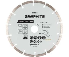 Graphite Deimantinis segmentinis pjovimo diskas, 230 x 22,2 mm, sausam ir šlapiam pjovimui