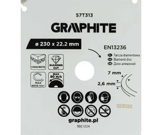 Graphite Deimantinis segmentinis pjovimo diskas, 230 x 22,2 mm, sausam pjovimui
