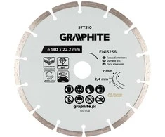 Graphite Deimantinis segmentinis pjovimo diskas, 180 x 22,2 mm, sausam pjovimui