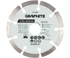 Graphite Deimantinis segmentinis pjovimo diskas, 125 x 22,2 mm, sausam ir šlapiam pjovimui