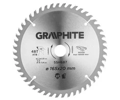 Graphite Diskinio pjūklo diskas, įleidžiamasis pjūklas, Widia, 165 x 1,4 x 2,0 x 20 mm, 48 dantys