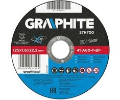 Tarcza Metalo pjovimo diskas GRAPHITE 125 x 1,6 x 22 mm A60-T-B