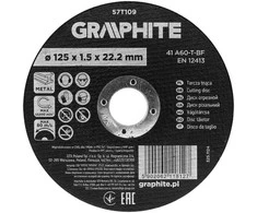 Graphite Pjovimo diskas, aliuminio oksidas metalui 125 x 1,5 x 22,2 mm, 41 A60-T-BF