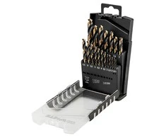 Grąžtas Wiertła HSS-CNC metalo grąžtai, 124°, „Pro-Tec“, 1,0–10,0 mm, 19 vnt. rinkinys