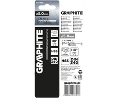 Grąžtas GRAPHITE 54T995 Prailgintas, 5 mm