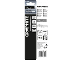 Grąžtas GRAPHITE 54T998 Prailgintas HSS metalinis 10 mm