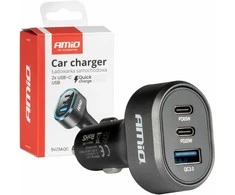 Greitas automobilinis įkroviklis QC 3.0 PD 65W + PD 20W AMIO-04177