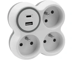 Hand Home Trilypis skirstytuvas, 3x kištukiniai lizdai su įžeminimu, 1x USB A lizdas -18W, 1x USB C lizdas – PD 20W