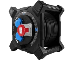 Hand Power Przedłużacz bębnowy kwadratowy linija hand pwr; 4p+su; 2x2p+su; ip44; 16a;400v; h07rn-f; 5×2,5; 15m;schuko; juoda