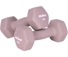 Hantelki żeliwne neoprenowe HEX 2x4kg, REBEL ACTIVE