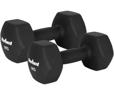 Hantelki HEX 2x9kg neopreno ketaus hanteliai, REBEL ACTIVE