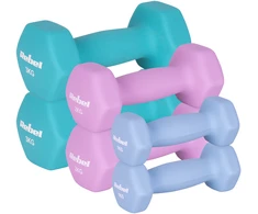 Hantelki HEX ketaus neopreno hantelių rinkinys 12 kg (2x1kg+2x2kg+2x3kg), REBEL ACTIVE
