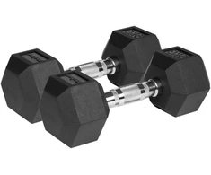 Gumuoti ketaus hanteliai HEX 2x9kg, REBEL ACTIVE