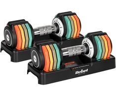 Hantle żeliwne regulowane automatycznie, komplektas 2x5 kg, skok co 1kg, REBEL ACTIVE