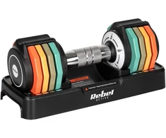 Hantle żeliwne regulowane automatycznie, komplektas 2x5 kg, skok co 1kg, REBEL ACTIVE