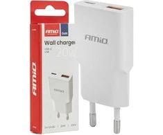 Tinklo įkroviklis 230V 20W GaN USB-C USB-A AMIO-04838