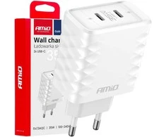 Sieninis įkroviklis Quick Charge 35W 2x USB-C AMIO-04288