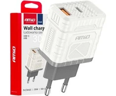 Sieninis įkroviklis Quick Charge GaN 30W USB-A + USB-C AMIO-04286