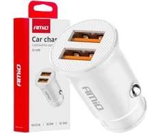 Automobilinis įkroviklis 2x USB-A 2.1A 12/24V AMiO-03872