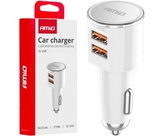 Automobilinis įkroviklis 2x USB-A 3.4A 12/24V AMiO-03888