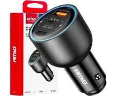 Automobilinis įkroviklis 2x USB-C + USB-A 12/24V 95W AMIO-04372