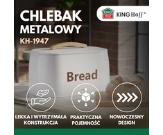 King Hoff Chlebak, metalowy, drewniany uchwyt, 34x24x18,5cm, balta, kinghoff, kh-1947