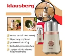 Kavamalė Elektrinė 2 viename elektrinis kavos ir prieskonių malūnėlis, smėlio spalvos, Klausberg, KB-7993