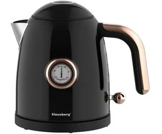 Czajnik, Virdulys, Elektrinis virdulys su termometru, nerūdijančio plieno, juodas, 1,0 l, 1200 W, Klausberg, kb-9017