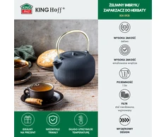 King Hoff Imbryk Ketaus arbatinukas su sieteliu, emaliuotas vidus, 1 l, juodas su auksine rankena, kinghoff, kh-1931