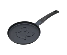 Keptuvė Blynų kepimo forma, su besišypsančio veido raštu, aliumininė, nelimpanti danga, juoda, 18 cm skersmens, Klausberg, kb-7971