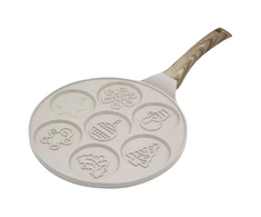 Patelnia Keptuvė Blynų kepimo forma, kalėdinio rašto, aliuminio, nelimpanti danga, smėlio spalvos, 26,5 cm skersmens, Klausberg, kb-7970