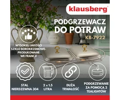 Podgrzewacz Maisto šildytuvas, stiklas + nerūdijantis plienas, 2 x 1,5 l, Klausberg, kb-7922